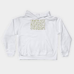 White Cosmos flowers on green Kids Hoodie